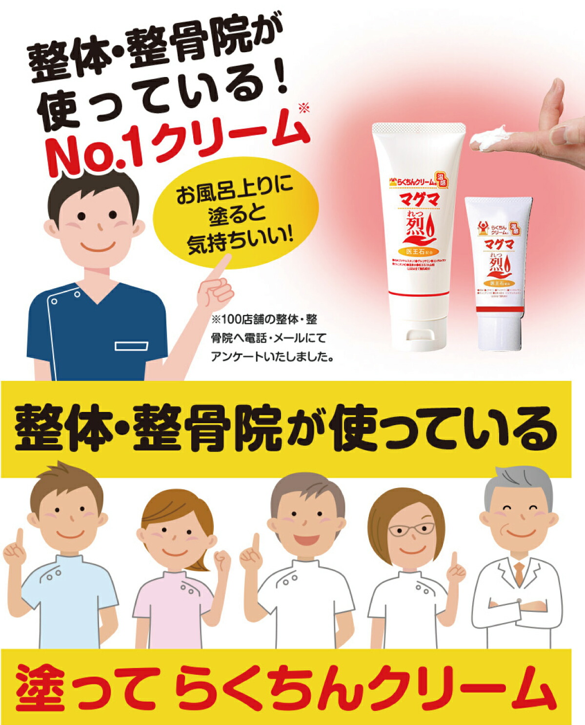 楽天市場】温感クリーム マグマ烈 100g （らくちんクリーム 医王石