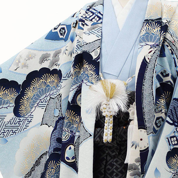 楽天市場】七五三レンタル 男の子 X041華徒然水色鷹にのしx黒袴