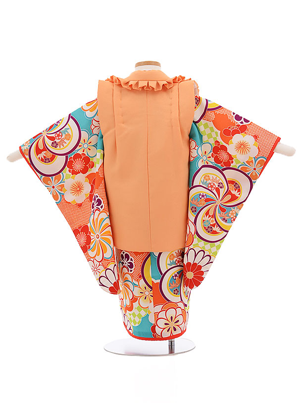 楽天市場】ぷちぷりオレンジ×ターコイズ 古典 3歳 女児 被布 七五三 三