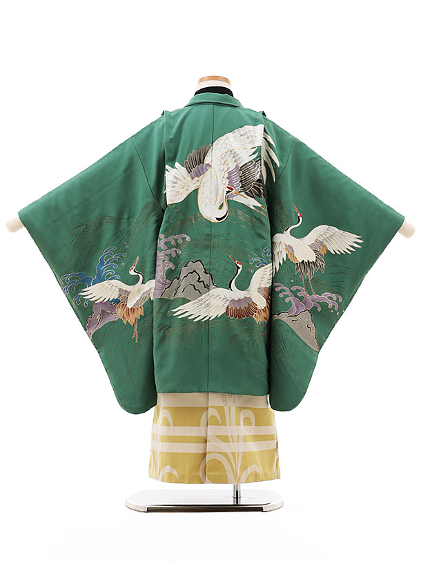 楽天市場】七五三レンタル 男の子 X348【正絹】薄緑鶴×ライムグリーン
