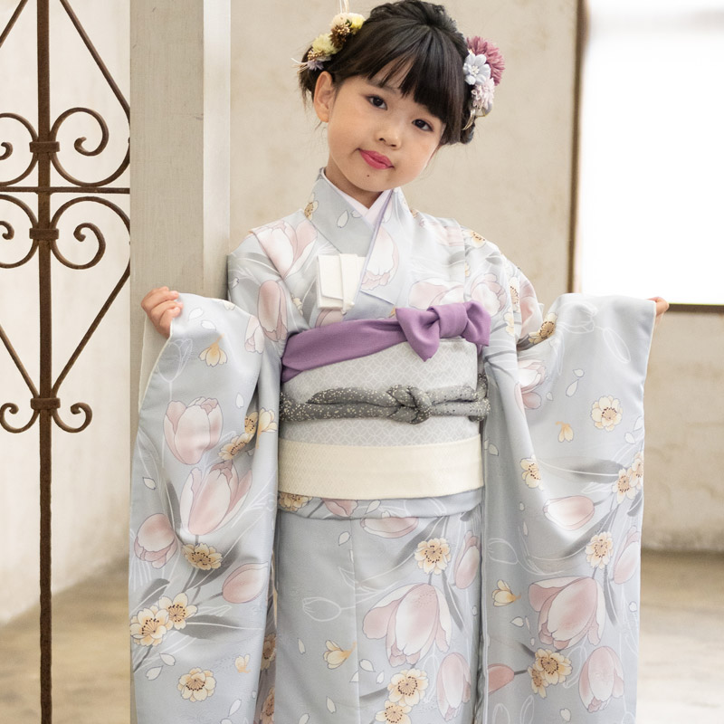 楽天市場】七五三 着物 7歳 フルセット（カラーグレー）（着物セット