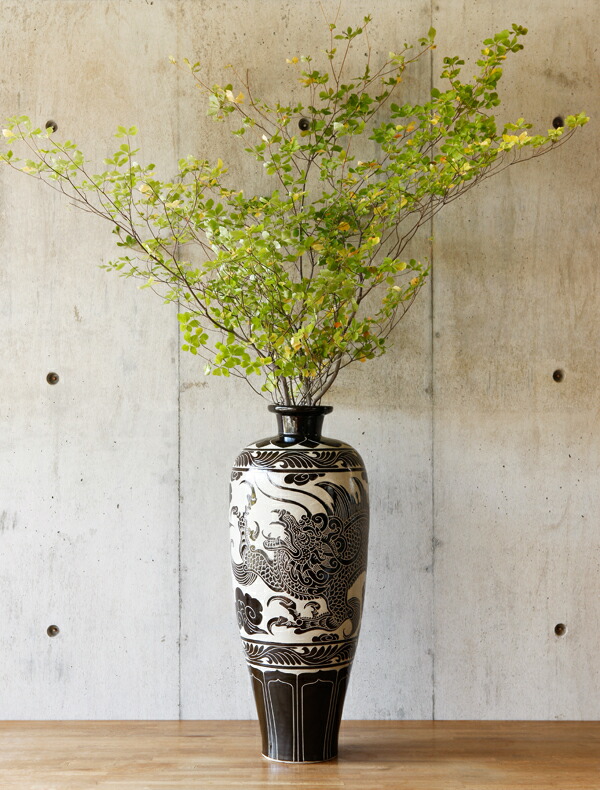 楽天市場】磁州窯の掻き落とし壺【龍】（約）最大直径30×高さ75cm