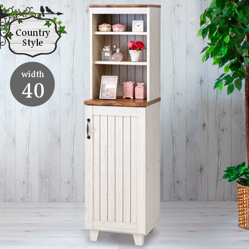 楽天市場】キャビネット 幅40 ホワイト 木製 カントリー スリム ハイ