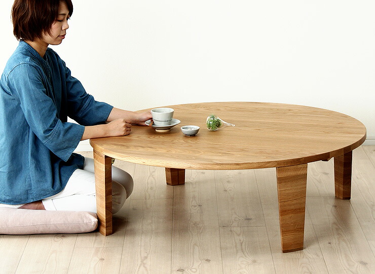 楽天市場】ホワイトオーク無垢材の木製ちゃぶ台 90cm丸（ちゃぶ台/木製