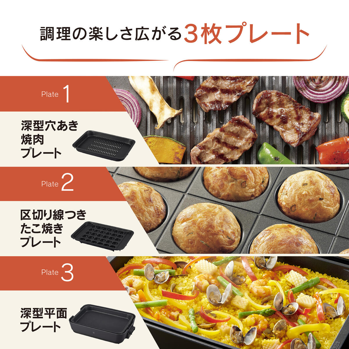 楽天市場】ホットプレート象印 やきやき 深型 穴あき焼肉プレート