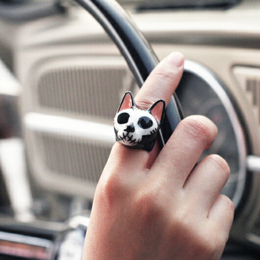 楽天市場】リング アニマル とっても キュート な スカルキャット 猫