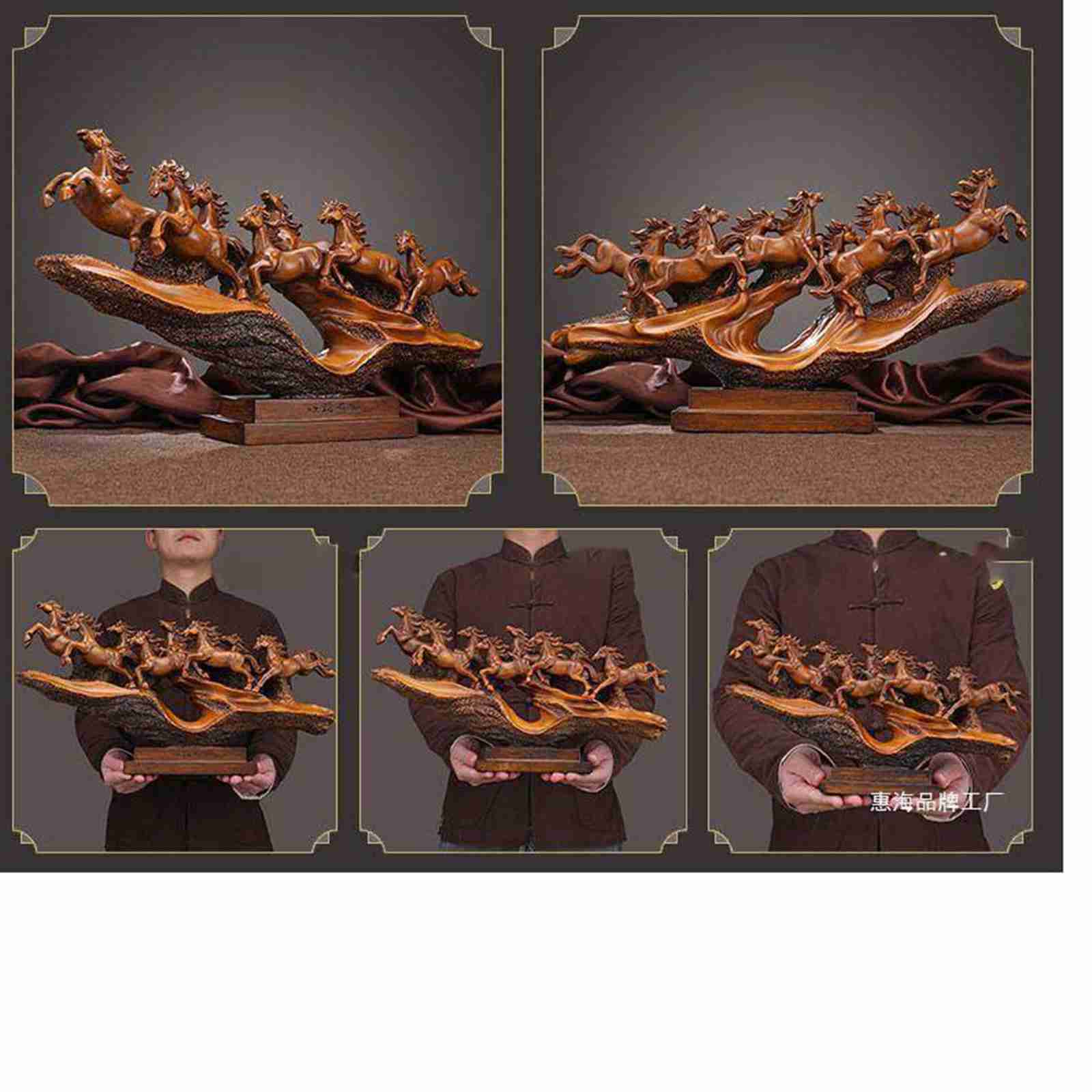 楽天市場】風水グッズ 樹脂彫刻 8頭の馬の像の装飾品 置物 中国風の