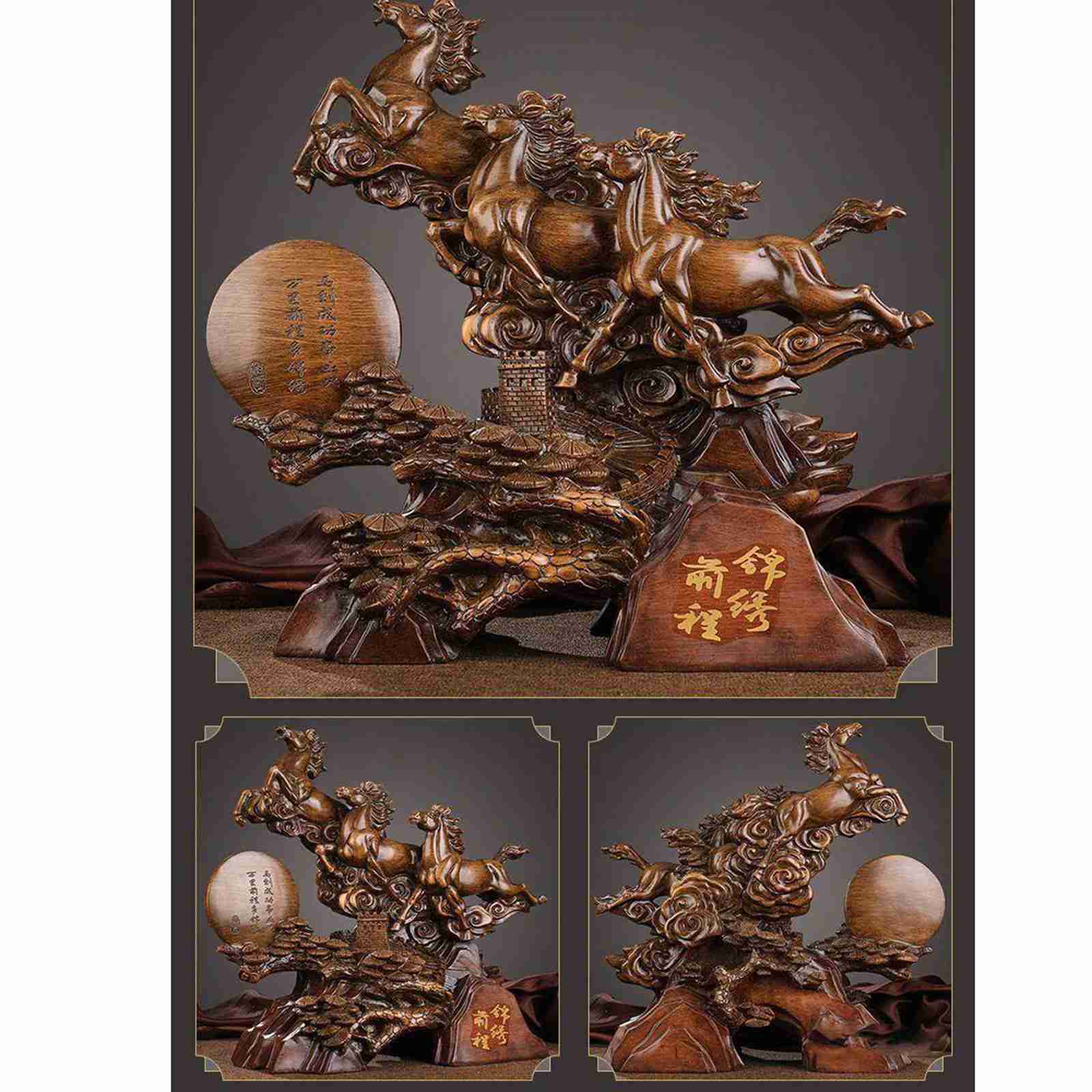 楽天市場】風水グッズ 樹脂彫刻 8頭の馬の像の装飾品 置物 中国風の