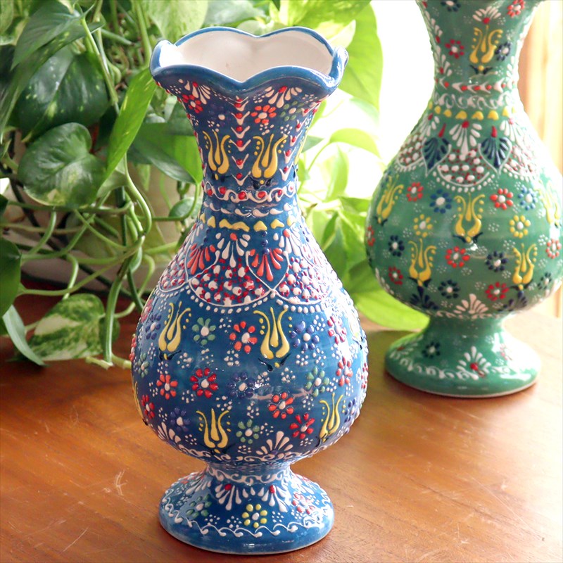 楽天市場】【15%OFFクーポン対象】トルコ陶器 花瓶 チューリップ型 L