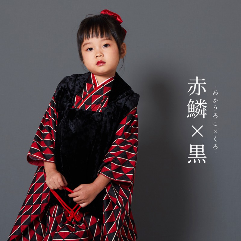 楽天市場】七五三 三歳 被布 7点セット(被布＋着物＋長襦袢＋草履＋髪