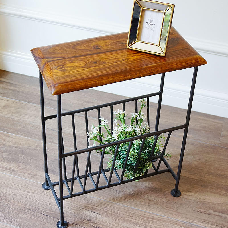 楽天市場】マガジンラック テーブル付き 木製 おしゃれ チーク