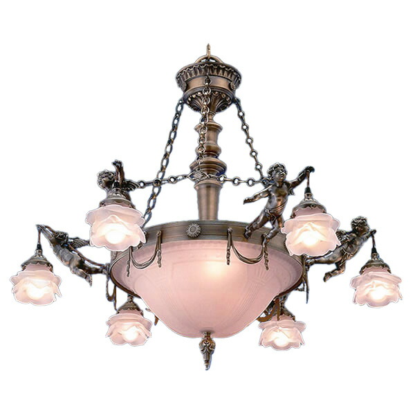 イギリスアンティークライト、エンゼェル吊り下げライト、天使