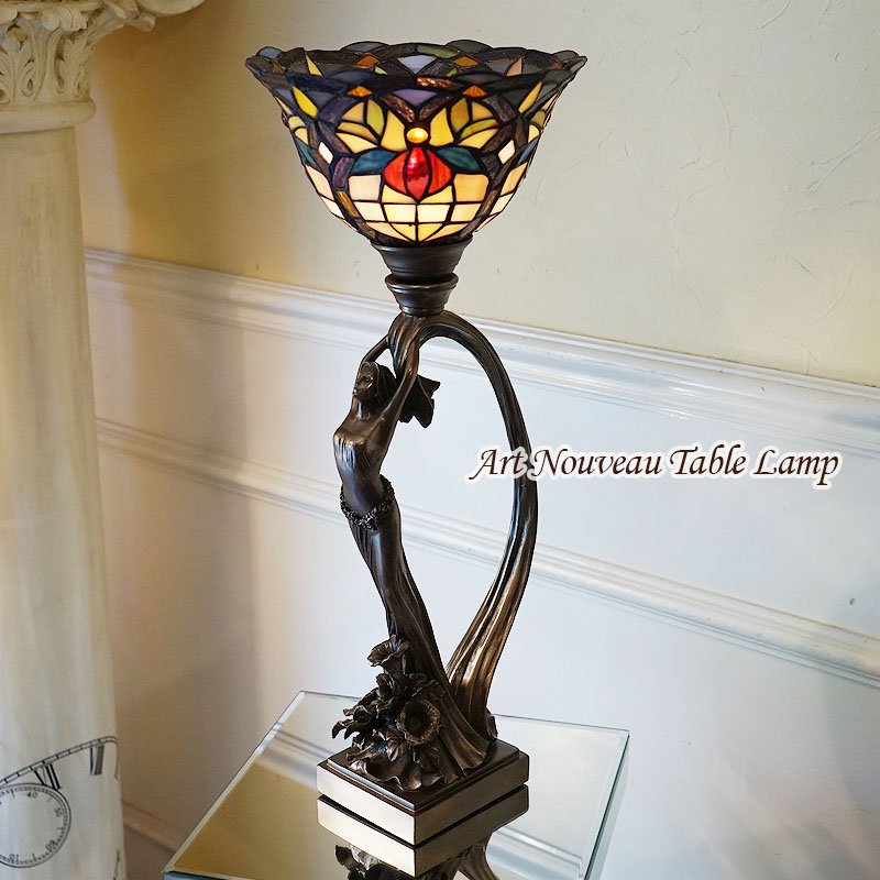 楽天市場】ステンドグラスランプ テーブルランプ ブロンズ像風 レディ