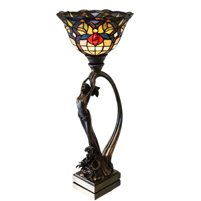 楽天市場】ステンドグラスランプ テーブルランプ ブロンズ像風 レディ