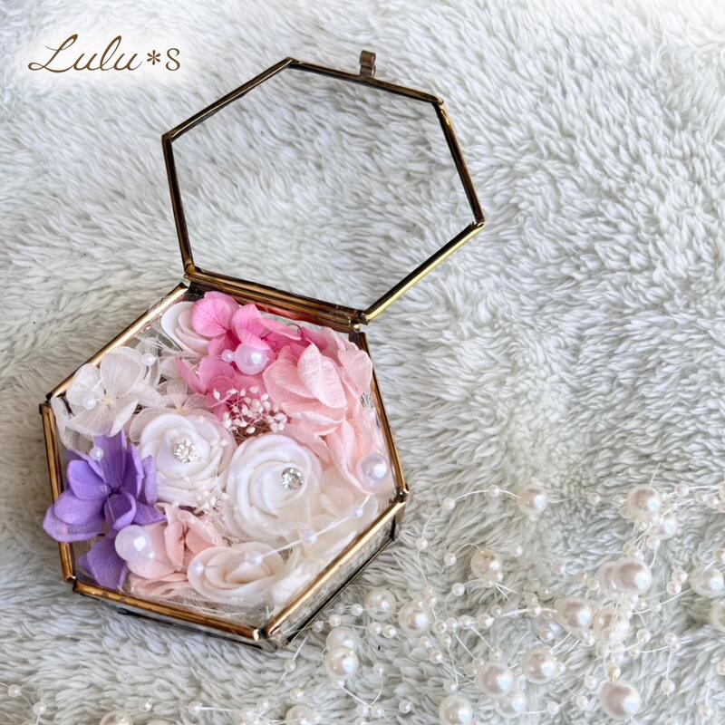 楽天市場】リングピロー ガラスケース プリザーブドフラワー 完成品