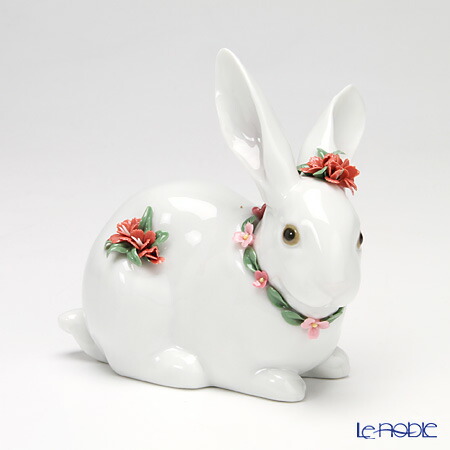 楽天市場】【ポイント10倍】リヤドロ 花飾りの白ウサギ2