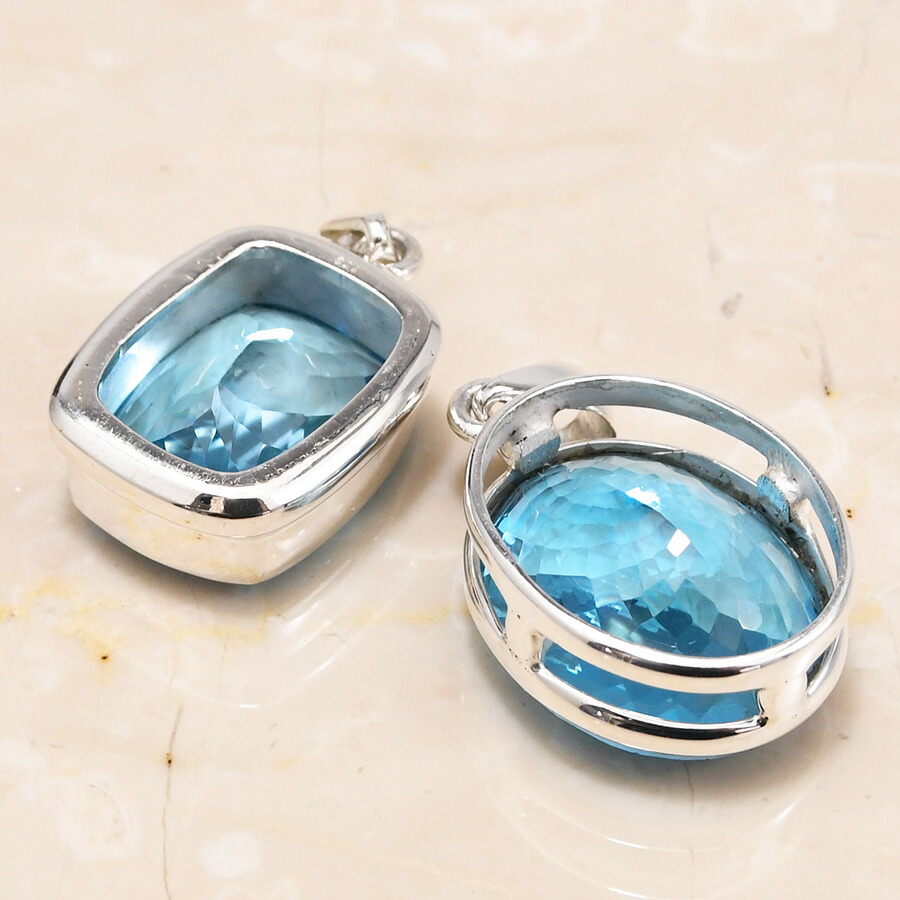 楽天市場】大粒 スイスブルートパーズ ペンダントトップ 深く美しい青