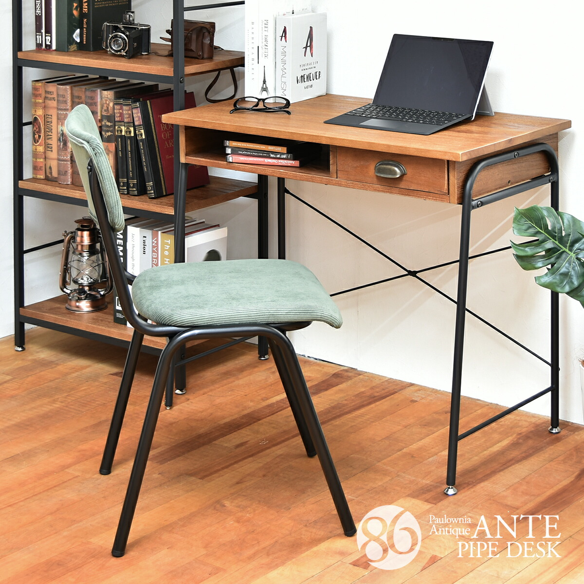 楽天市場】デスク おしゃれ アンティーク調デスク 幅86cm 引出し付き