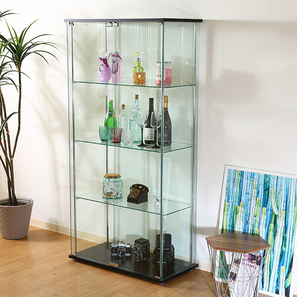楽天市場】収納家具 ガラスディスプレイケース 4段 ハイタイプ クリア
