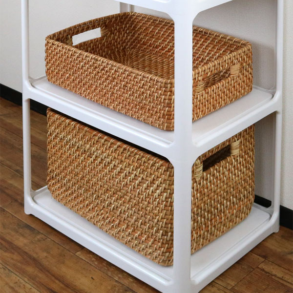 楽天市場】収納ボックス 横型 ラタン 籐製 1／2サイズ 幅36×奥行26×高