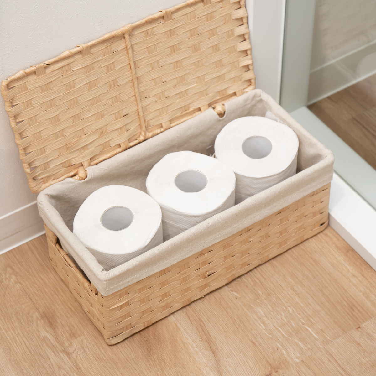 楽天市場】収納 バスケット ペーパーバスケット ふた付き 58-90 約 幅