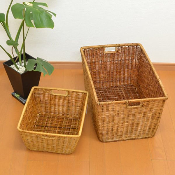 楽天市場】収納バスケット 天然素材 Lサイズ 3個セット （ アジアン