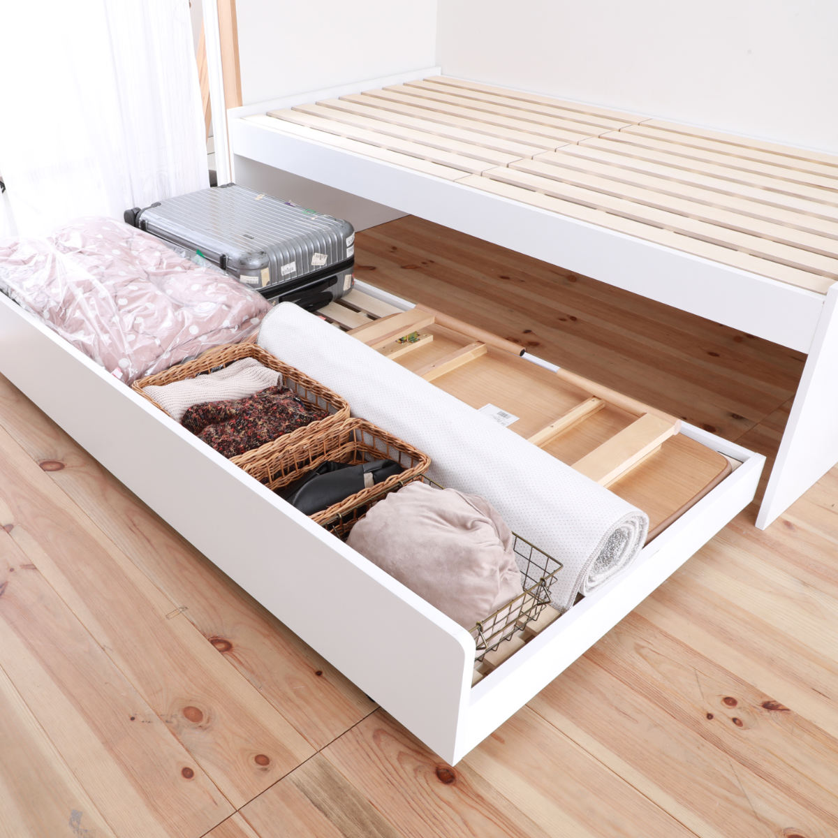 楽天市場】親子ベッド シングル スライド式収納 すのこ （ ベッド