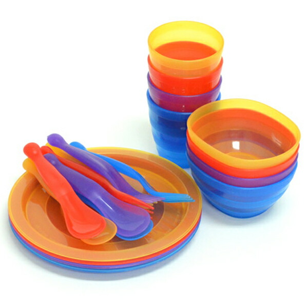 楽天市場】食器セット カラフルセット アウトドア用 4人用