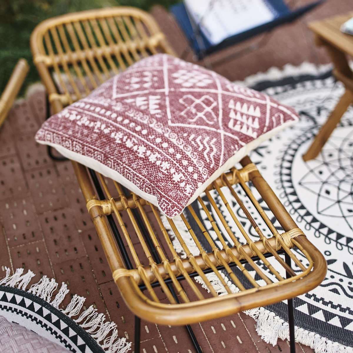 楽天市場】ラタンベンチ 2人掛け 長椅子 アイアンフレーム 籐家具 幅