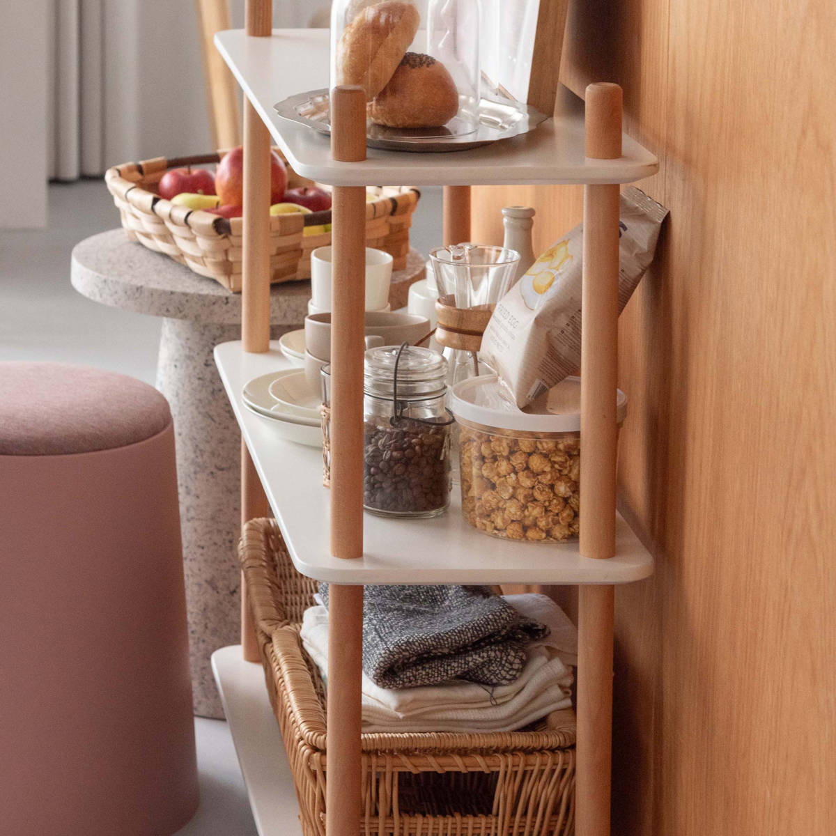 楽天市場】オープンラック 3段 簡単組立て 天然木フレーム 幅80cm