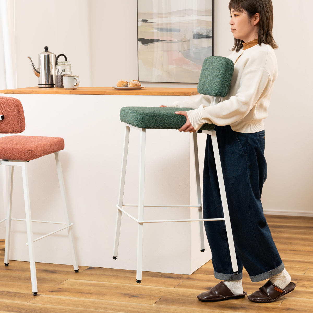 楽天市場】カウンターチェア 同色2脚セット 座面高77.5cm ハイチェア