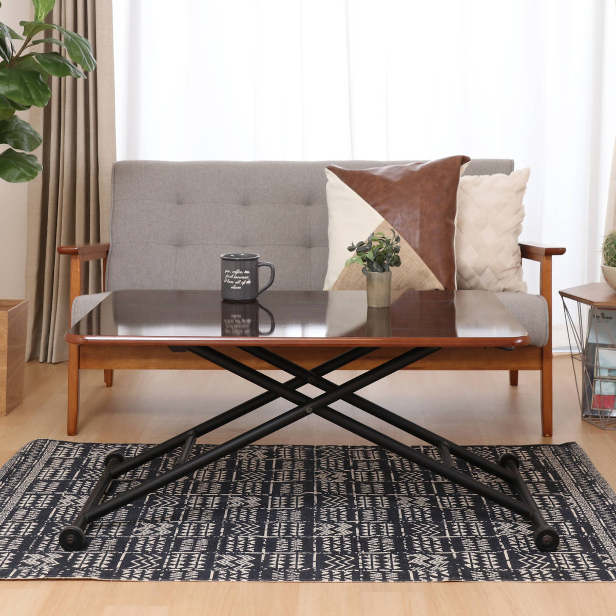 楽天市場】昇降テーブル 幅90cm 高さ調整 レバー式 （ ソファテーブル