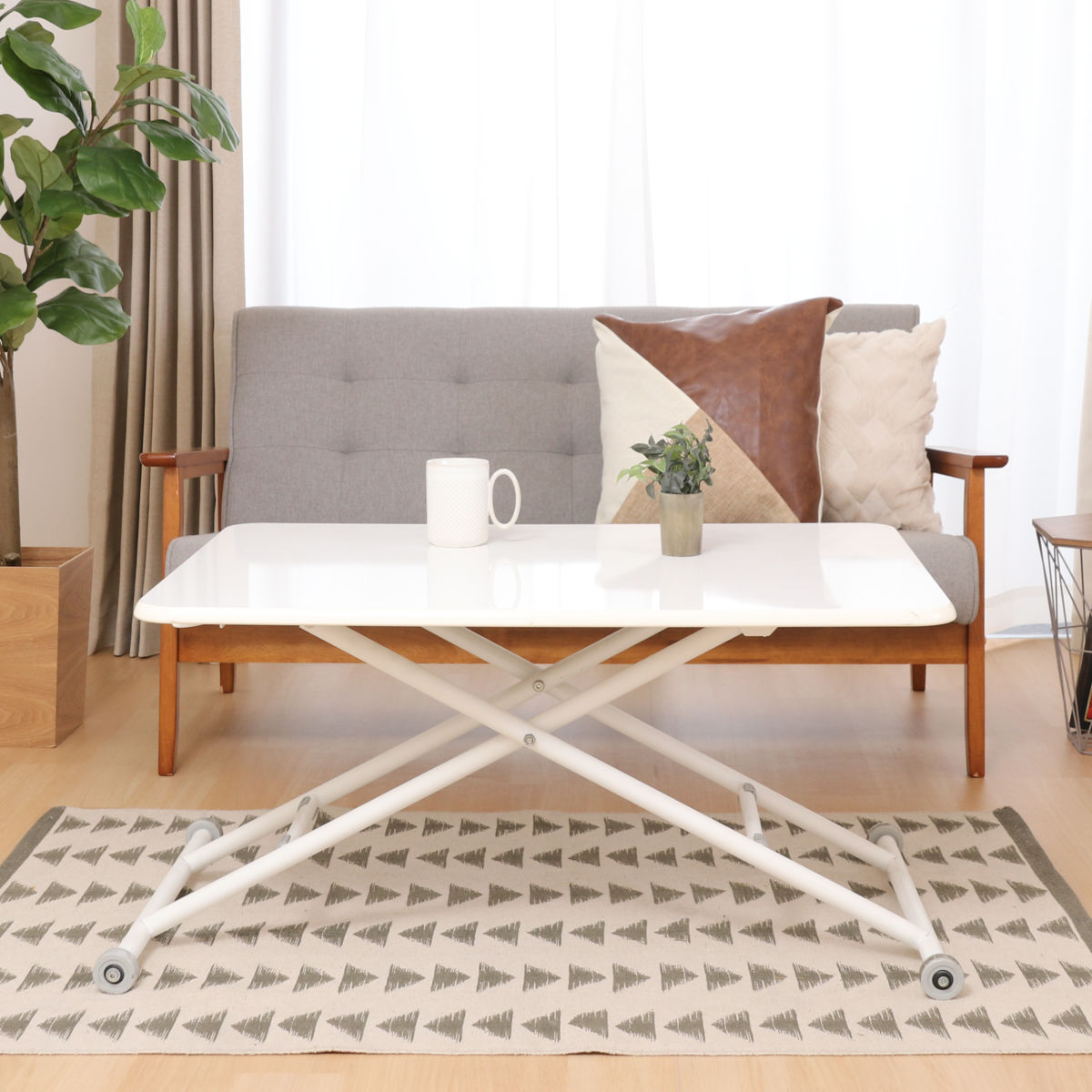 楽天市場】昇降テーブル 幅90cm 高さ調整 レバー式 （ ソファテーブル