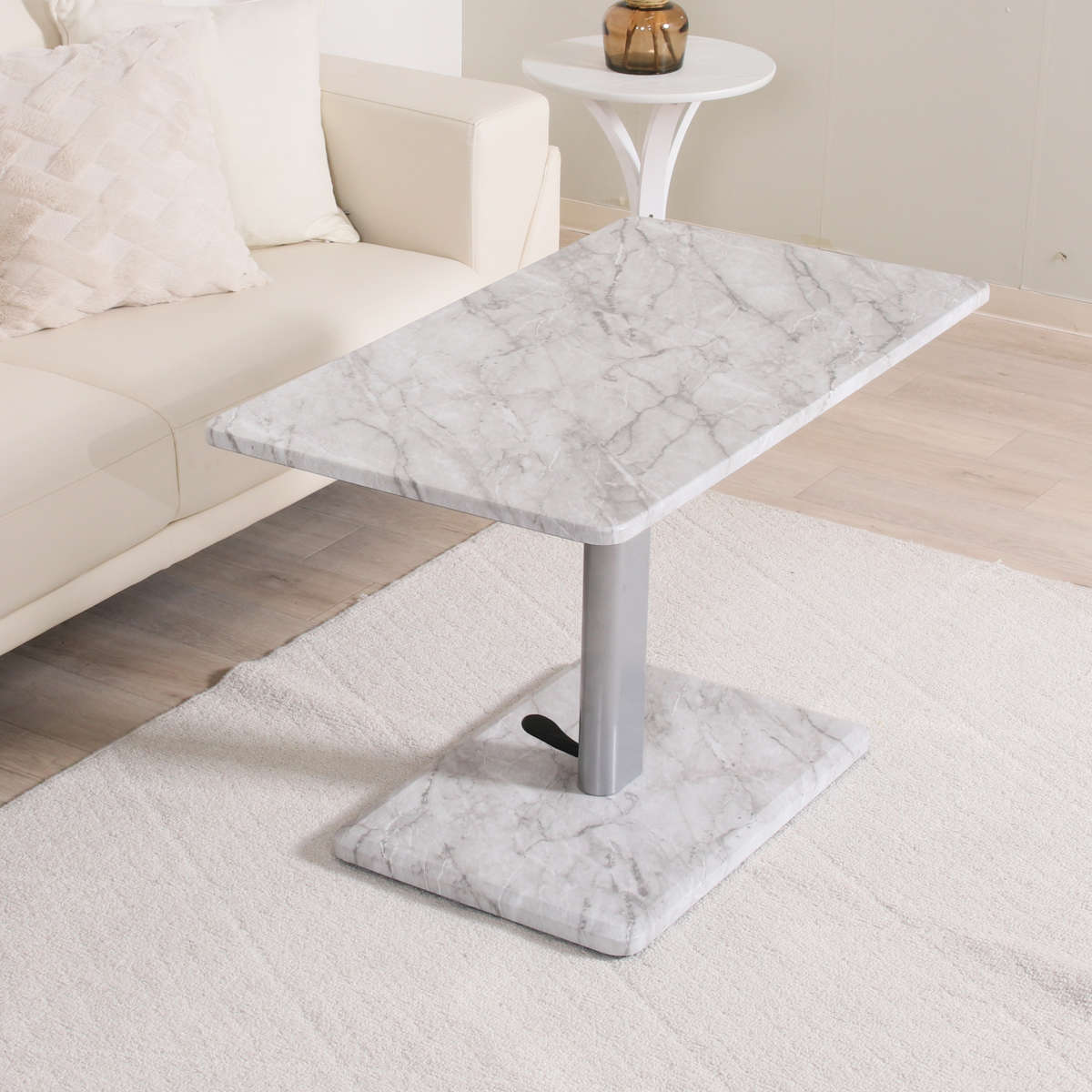楽天市場】リビングテーブル 昇降式 幅90cm 大理石柄 （ 高さ調節