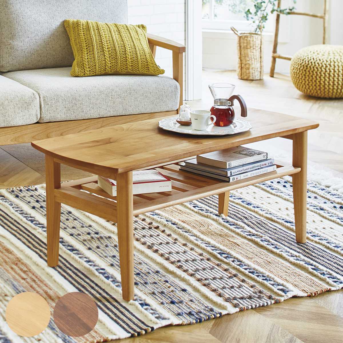 楽天市場】センターテーブル 幅102cm 棚付き 木製 （ 開梱設置