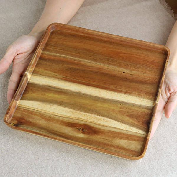 楽天市場】プレート 25cm L スクエア カフェ 皿 食器 木製食器 天然木