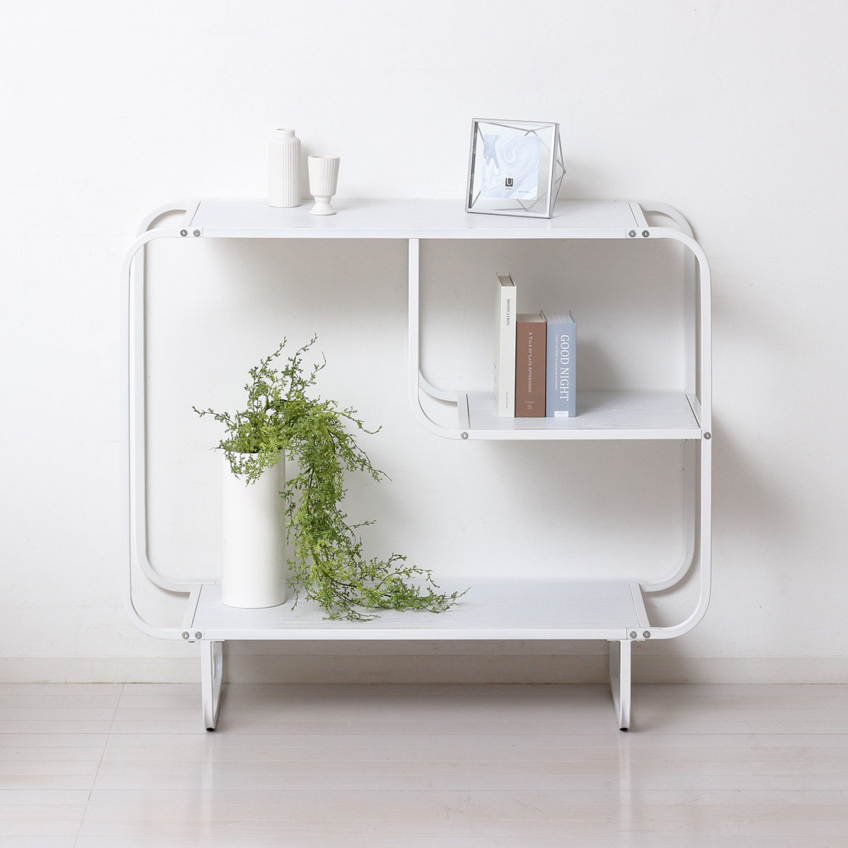 楽天市場】ディスプレイラック 幅91.5cm 3段 スチール 白木目