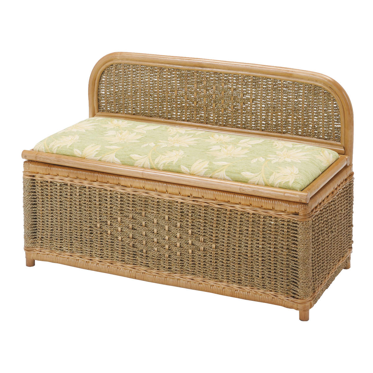 楽天市場】籐 収納ベンチ クッション付 幅90cm （ 送料無料 ベンチ