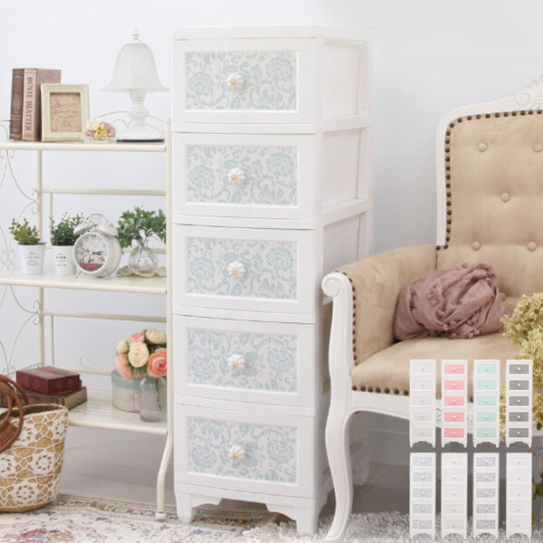 楽天市場】収納ケース アンティーク風チェスト 5段 姫系 家具 （ 送料