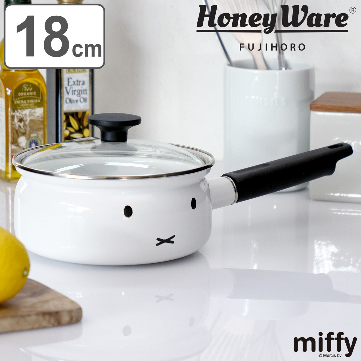 楽天市場】片手鍋 18cm IH対応 富士ホーロー ミッフィーフェイス