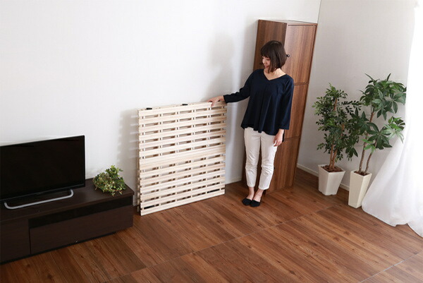 楽天市場】すのこベッド ダブル 2つ折り式 桐 桐すのこ ダブルサイズ