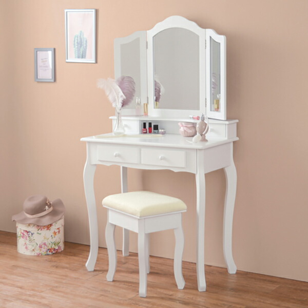 楽天市場】ドレッサー スツール セット 三面鏡 姫系 収納 引き出し