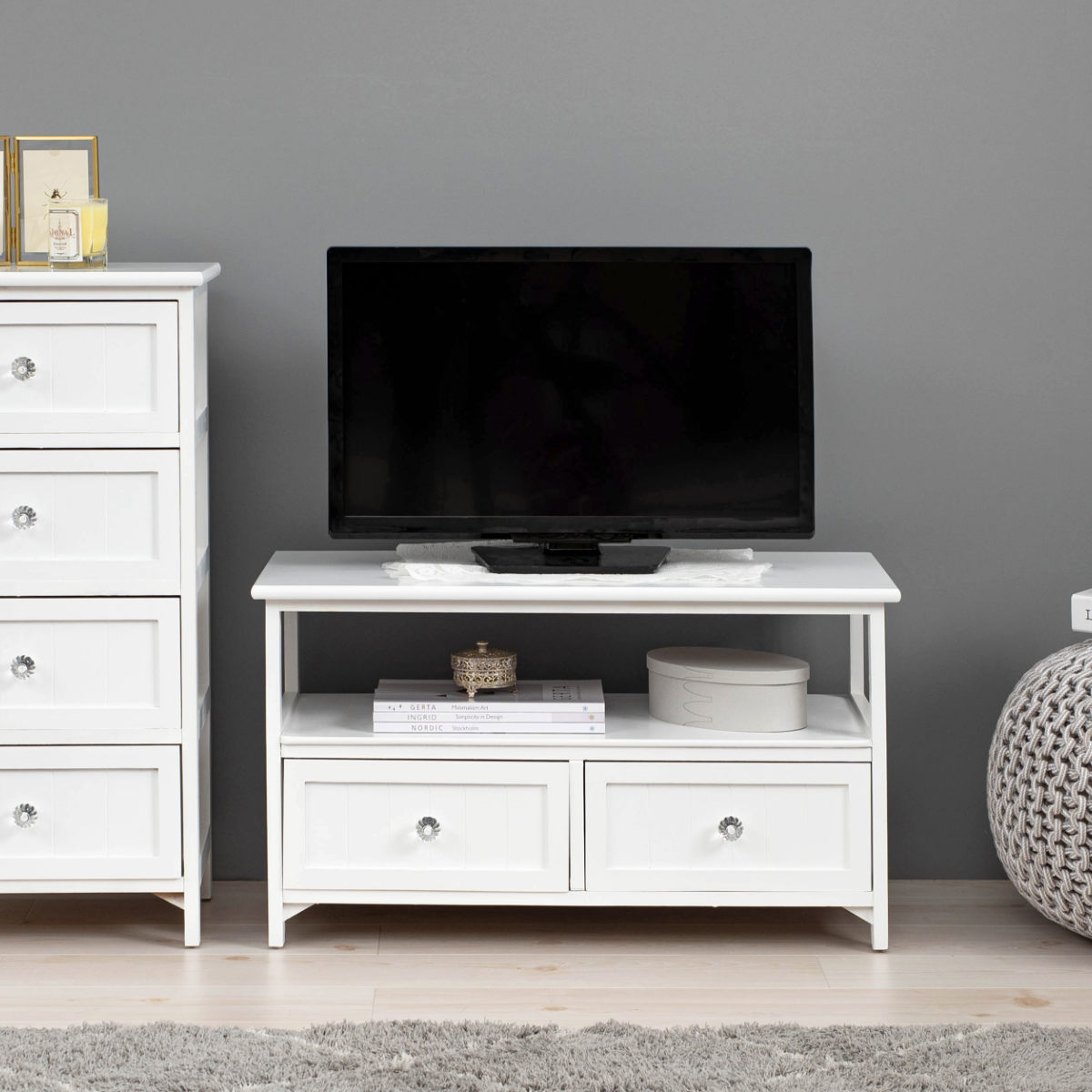 楽天市場】テレビ台 ローボード シャビー調 クリスタル調取っ手 幅72cm