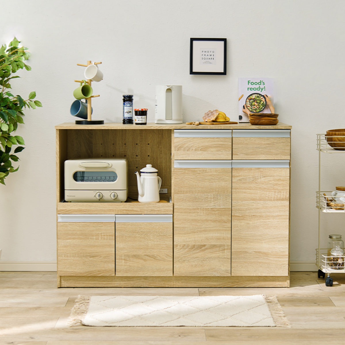 楽天市場】キッチンカウンター 北欧風 キャビネット 幅118cm