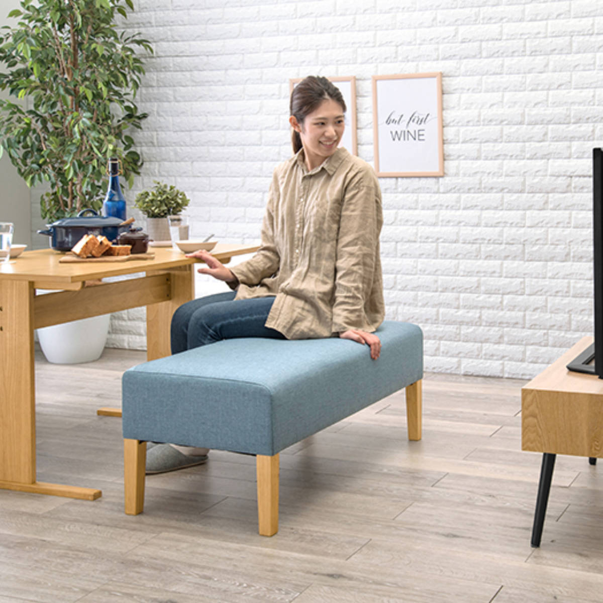 楽天市場】ダイニングベンチ 2人掛け 幅105cm 座面高42cm 二人掛け