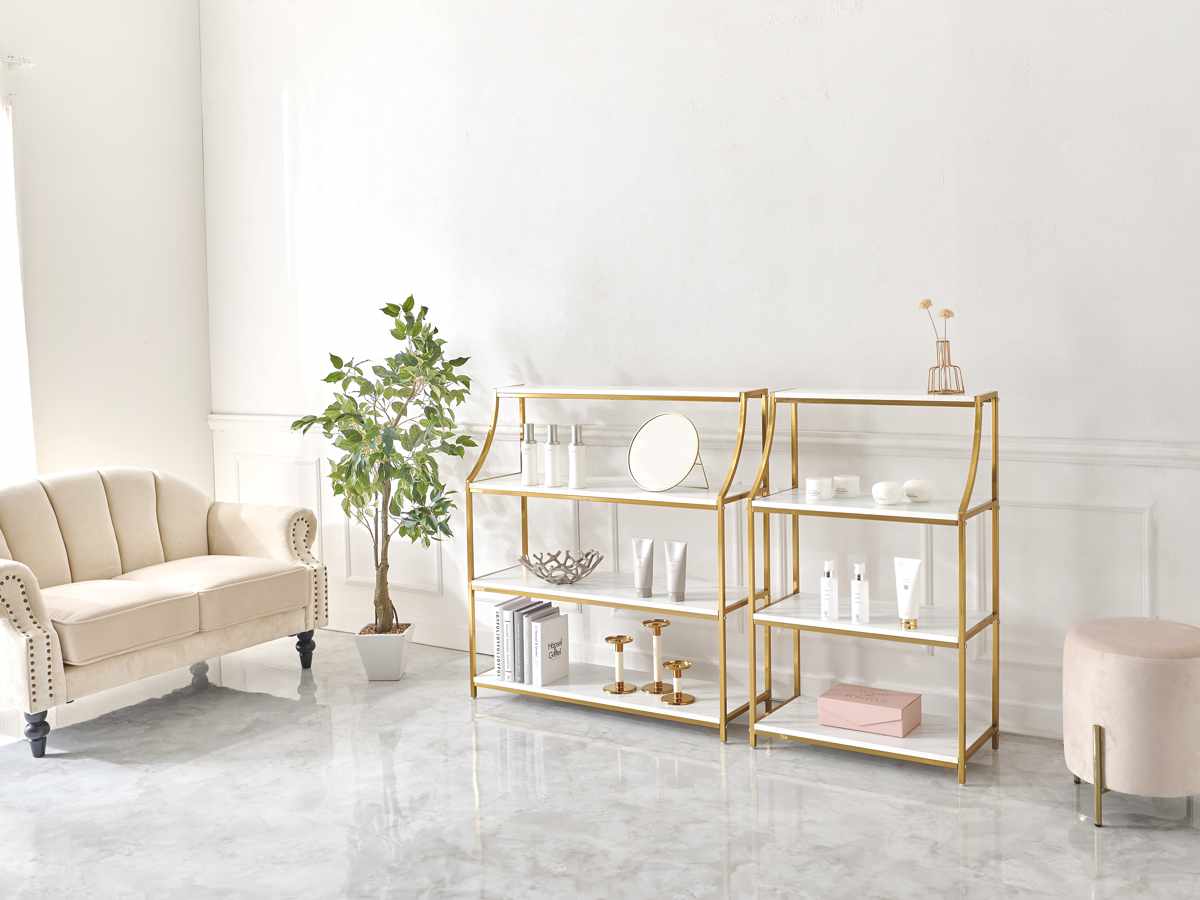 楽天市場】オープンラック 幅61cm 大理石調 ゴールド 4段 （ ラック 棚