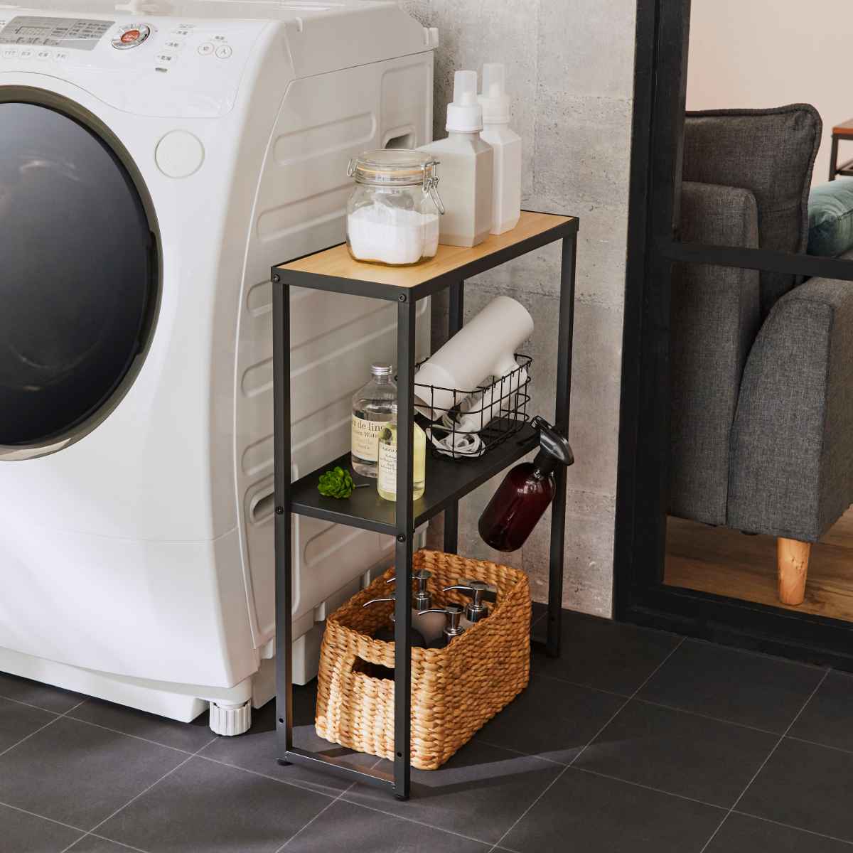 楽天市場】隙間収納 洗面所 洗濯機サイドラック （ 収納 棚 ランドリー
