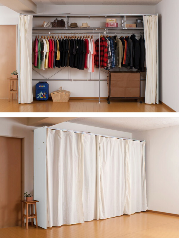 楽天市場】伸縮クローゼット 幅188-305cm ハンガーラック 上棚