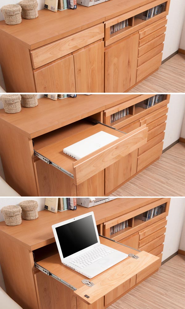 楽天市場】キャビネット パソコンデスク 収納棚 天然木 アルダー 幅