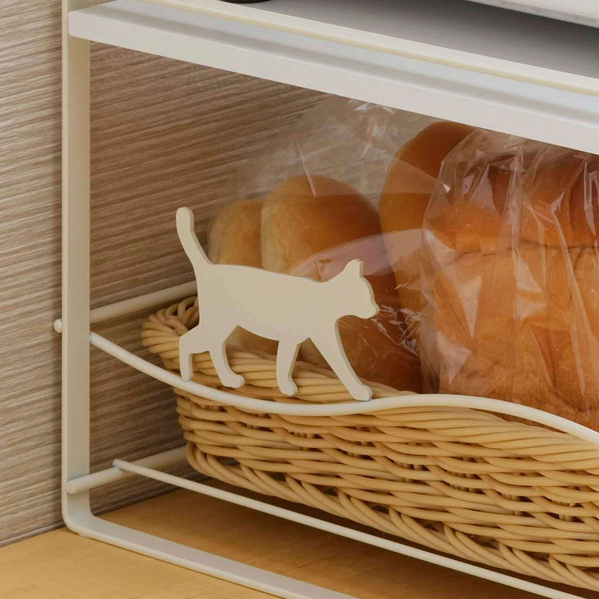 楽天市場】キッチンラック トースターラック ネコ （ バスケット付き